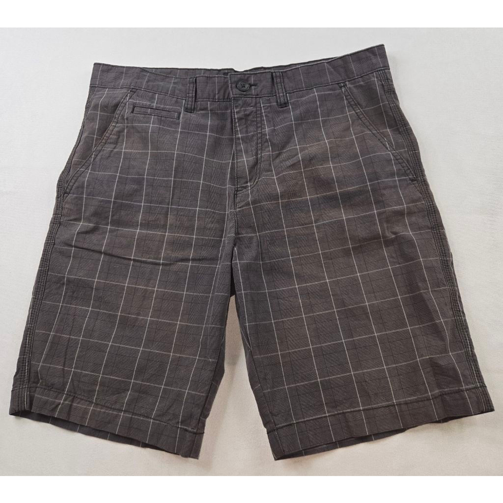 Men's Kenneth Cole Select Plaid Flat Front Shorts Waist 34 Grey White